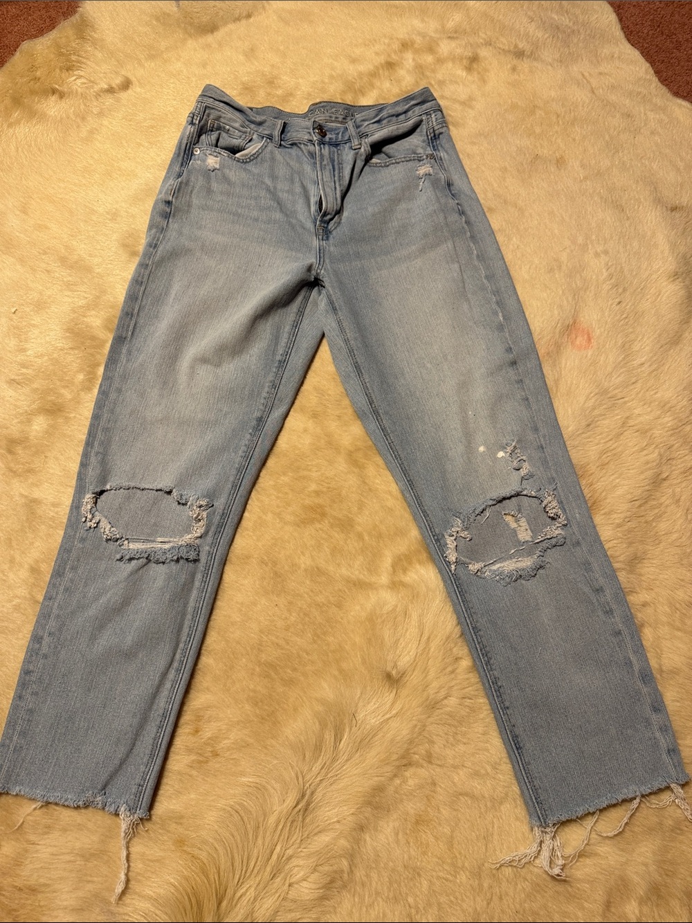 American Eagle Outfitters Light Blue Mom Jean Distressed Jeans